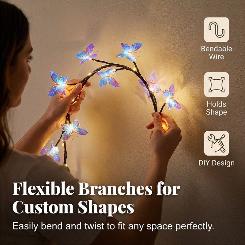 ⏳LAST DAY SALE 50% OFF !!📢Romantic Butterfly Vine LED Lights Perfect For Bedroom, Garden, Wedding & Party Decor! 💡🌸🌙