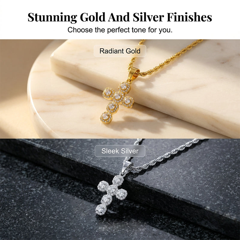 ⏳Limited-time 50% off⏰Copper Inlaid Zircon Cross Charm Pendant📿✝️💎