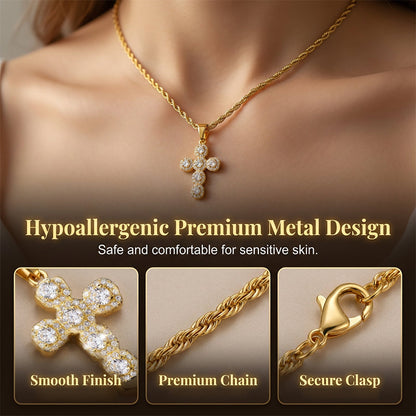 ⏳Limited-time 50% off⏰Copper Inlaid Zircon Cross Charm Pendant📿✝️💎