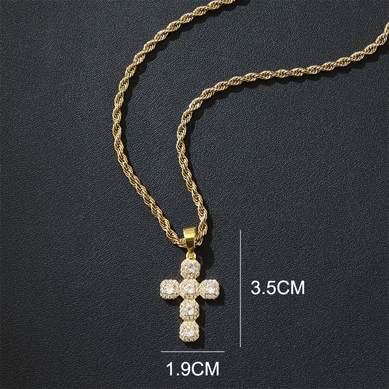 ⏳Limited-time 50% off⏰Copper Inlaid Zircon Cross Charm Pendant📿✝️💎