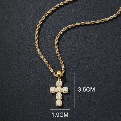 ⏳Limited-time 50% off⏰Copper Inlaid Zircon Cross Charm Pendant📿✝️💎