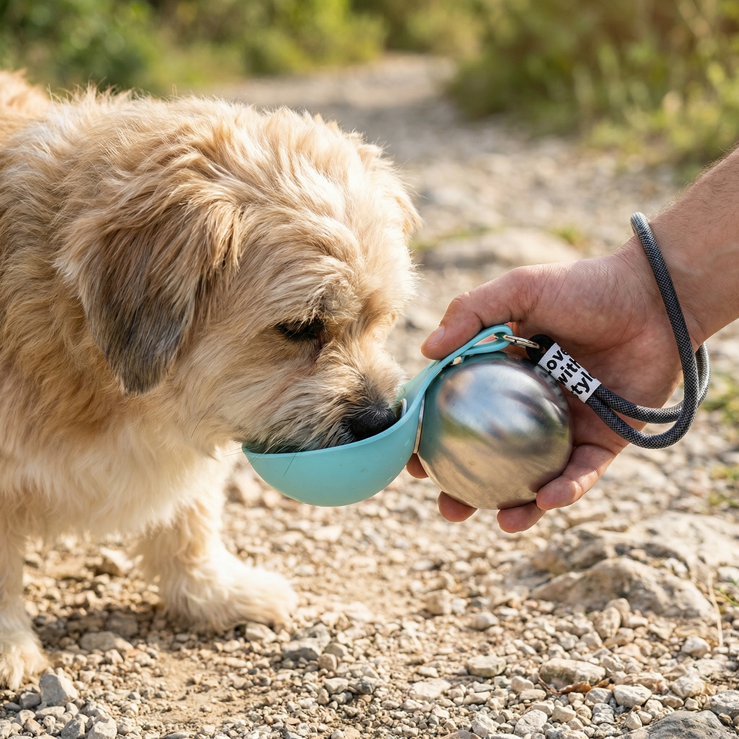 2-in-1 Dog Travel Water Bottle – Leakproof Stainless Steel Bottle with Silicone Bowl.